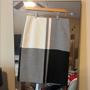 Talbots Black and White Block-Stripe Pencil Skirt
